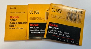 KODAK COLOR COMPENSATING GELATIN FILTER NO. CC05G 3" or 7.6cm Square NOS