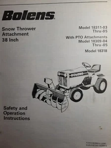 Bolens Eliminator 1600 Tractor 38 Snow Thrower Imp 18311 Owner &Parts (2 Manuals - Picture 1 of 4