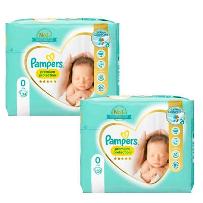 2x Pampers Premium Protection New Baby Größe 0 Windeln bis 3 kg Diapers 44 Stück