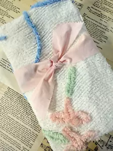 BONITA Pieza de Colcha Vintage Algodón Chenilla 20X40" ¡TAN DULCE! - Imagen 1 de 3