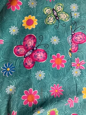MHD Scrubs Butterfly & Flower Print Scrub Top XL (18W) Cotton/Polyester - Image 1 of 4