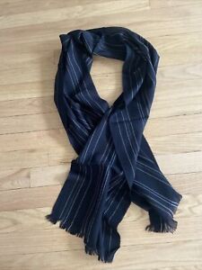 Scarf 100% Very Soft Wool 15 x 68 Stripes Black Brown NEW