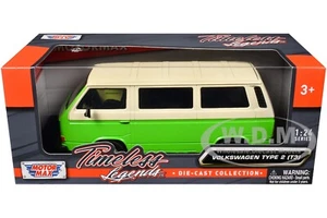 VOLKSWAGEN TYPE 2 (T3) VAN GREEN & BEIGE 1/24 DIECAST MODEL BY MOTORMAX 79376 - Picture 1 of 6
