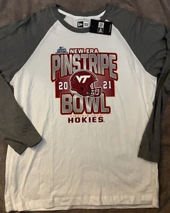 NEW ERA PINSTRIPE BOWL SHIRT XL 2021 VIRGINIA TECH HOKIES L/S RAGLAN YANKEE STDM - Picture 1 of 6