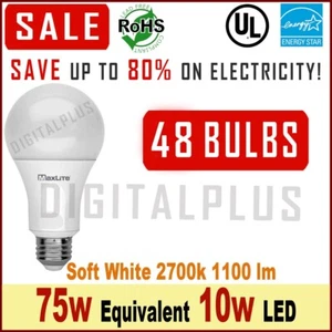 48 Bulbs 75w Replacement LED Light Bulbs 11w Soft White 2700K A19 NON-Dimmable - Picture 1 of 1