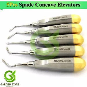 5Pcs Root Elevator Spade Concave Tooth Extraction Atraumatic Left,Right,Straight - Picture 1 of 7