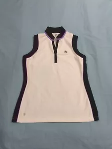 EP New York PRO Tour Women's Golf Polo 1/4 Button Top Size M Sleeveless White - Picture 1 of 15