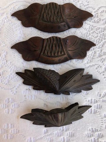 4 ANTIQUE SALVAGE DECORATIVE WOOD PART HAND CARVE ORNATE DOOR/FURNITURE Cover
