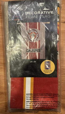 Louisiana Ragin Cajuns Premium 2 side 28x44 BURLAP Banner Flag Collage NCAA Cover