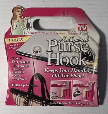Hollywood сумочки крюк 2 упаковки с бархата чехол для переноски, как видели по телевизору новый запечатанный - Изображение 1 из 2