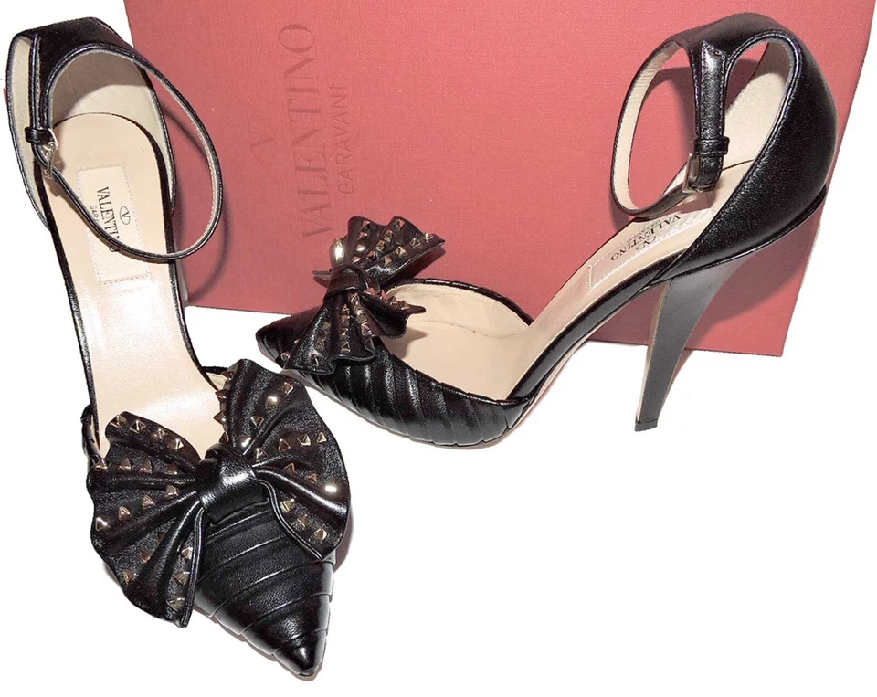 Sz 38 valentino Rockstud Espadrilles Wedge Sandals Ankle Strap Slingbacks Shoes