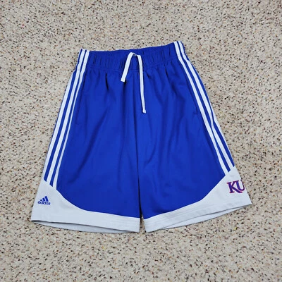 Kansas Jayhawks Shorts Mens Medium Blue White Stripes Adidas Basketball College - Image 1 of 4