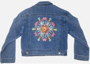 Disney Store Encanto Girls Butterfly Flower Denim Jacket LARGE 10/12 (EXCELLENT) - Picture 1 of 5