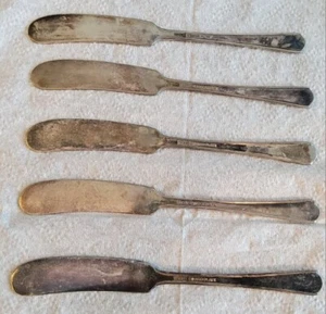 placcato argento, Vogue, coltelli da burro lotto di 5 bel modello, - Foto 1 di 6