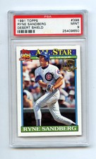 1991 TOPPS BASEBALL RYNE SANDBERG #398 DESERT SHIELD CHICAGO CUBS PSA 9