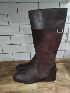 Coldwater Creek Brown Leather Tall Zip block Heel Casual Boots Women's Size 7.5 - Picture 1 of 9