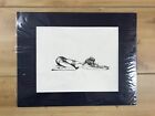 Original ink Drawing On Paper Matted Yoga Girl Illustration Yorkie dog 11x14