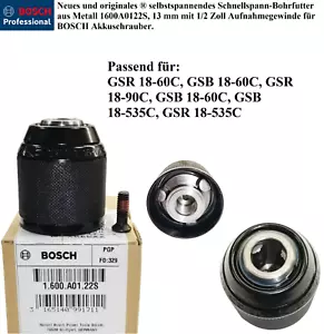 Bosch Schnellspannbohrfutter GSR18-60C GSB18-60C GSB 18-90C GSR18-90C 1600A0122S - Bild 1 von 10