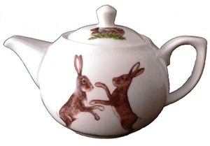 Hare design 2 cup, 1 mug teapot holds just 2 cups or 1 mug. Decorated with hares - Picture 1 of 1