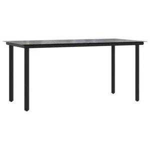 Outdoor Dining Table Rectangle Garden Patio Tempered Glass Black 160cm - Picture 1 of 6