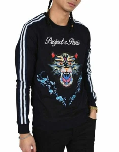 NUEVA Sudadera Para Hombre con Pantera, Parche Floral y Rayas Dos Tonos por Project X P - Imagen 1 de 2