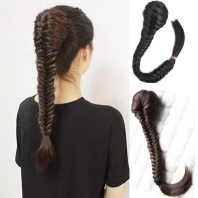 Ponytail Fishtail Braid Extension Long Clip on in Claw Clip Hairpieces Claw - Image 1 of 4