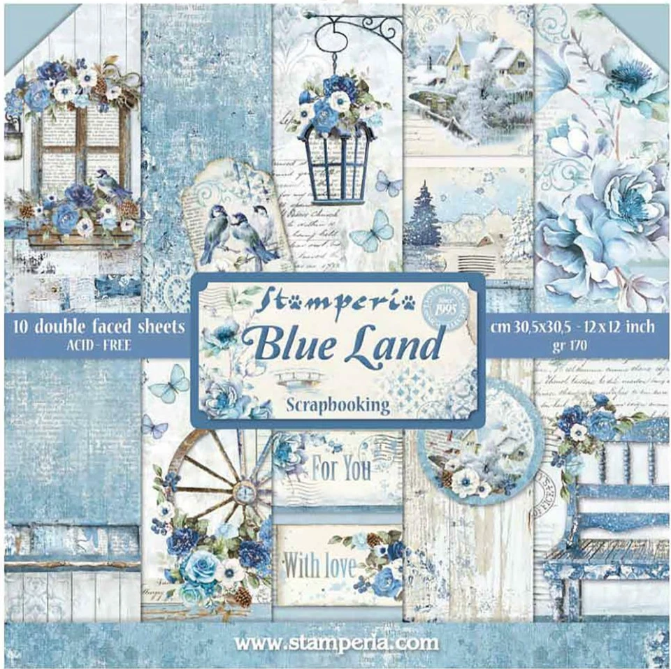 Stamperia BLUE LAND - 12" X 12" Double Sided Paper - 10 SHEETS - Image 1 of 4