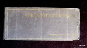 LINCOLN CONTINENTAL 1968 CAR OWNER'S MANUAL OPERATOR'S GUIDEBOOK - Picture 1 of 1