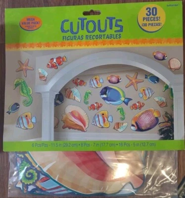 Sea Life Cutout Assortment 30 Per Pack 5", 8" and 12" Paper Decoration ( 2 PKG ) - Изображение 1 из 4