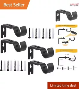Heavy-Duty Adjustable Black Curtain Rod Brackets, Set of 4 for 1-Inch Rods - Picture 1 of 9