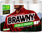 Brawny  Tear-A-Square  Paper Towels, 6 Double Rolls = 12 Regular Rolls