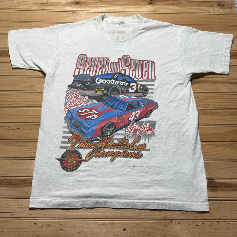 Camiseta Grande Vintage Años 90 Dale Earnhardt Richard Petty Nascar Copa Winston Campeones Foto 1 de 4
