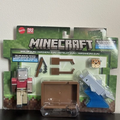 Paquete de 2 figuras de Minecraft 2024: SAILOR ZURI y DOLPHIN (con: barco, caña, pez globo) Foto 1 de 2