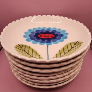 Vintage 8er Set Neiman Marcus Floral handbemalt Suppe Salat Teller Italien, 8,5" - Bild 1 von 7