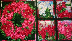 CLEARANCE - WINTER FLOWERS' POINSETTIA PANELS CHRISTMAS - WILMINGTON - Picture 1 of 2