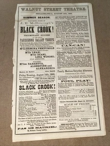 Aug 14 1868 Broadside J.E McDonough "Black Crook" Can-Can Morlacchi Leah Barras - Bild 1 von 6
