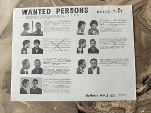 1967 SAN FRANCISCO POLICE BULLETIN  SFPD WANTED PERSONS - Picture 1 of 5