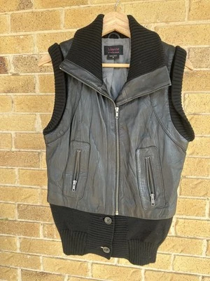 WAYNE COOPER LEATHER AND KNITTED VEST SZ 10 - image 1 of 4