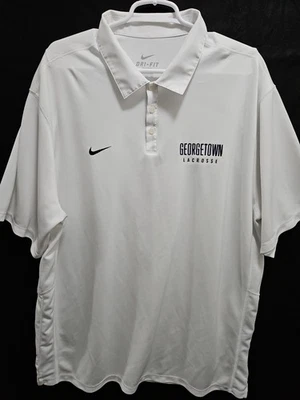 耐克 Dri-Fit Georgetown 长曲棍球 Polo 衫男式 XXL 码白色 — 第 1/4 张图片