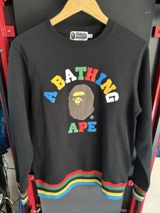 A BATHING APE BAPE COLLEGE LOGO PRINT COTTON CREWNECK  SWEATSHIRT size M 40” - Picture 1 of 7