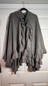 Maglione donna scialle elegante grigio con volant taglia unica - Foto 1 di 5