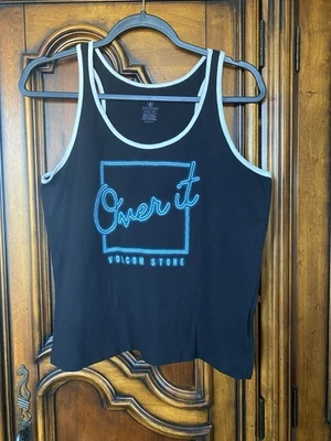 Volcom Women's Ringer Graphic Tank Top "Over-It" Black w/White Size M EUC - Image 1 of 2