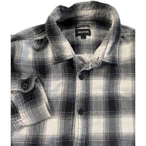 Brixton Herren Standard Fit Bowery kariert Knopfleiste Flanellhemd Größe Large schwarz - Bild 1 von 4