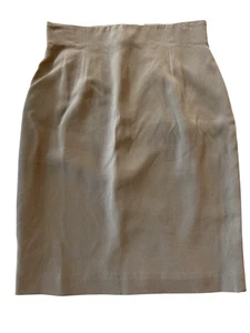 Gonna a matita vintage Ann Taylor 100% seta foderata beige taglia 8 - classica anni 90 - Foto 1 di 6