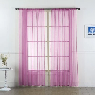 Juego de (dos) 2 paneles de cortina transparentes - paneles de ventana en muchos tamaños y colores Foto 1 de 4