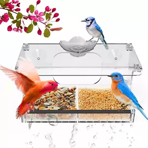 Acrylic Window Bird Feeder with Strong Suction Cups – Clear View Bird Feeder for - Picture 1 of 12