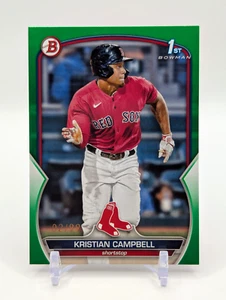 Kristian Campbell 2023 Bowman Draft 1st Paper GREEN PARALLEL #'D /99 Red Sox RC - Picture 1 of 14