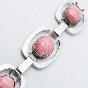 Silber Glieder Armband 20 cm 835 Rote Steine 27,04 g - Picture 1 of 14