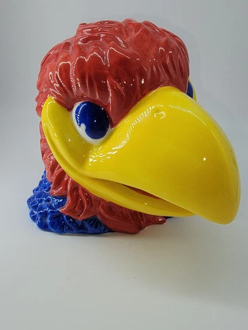Rare Kansas University Jayhawk College Treasures Mascot Coin Bank Cover