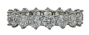 VINTAGE Solid 14k White Gold / CZ Ladies Eternity Band Ring Size 5 - Picture 1 of 5